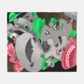 超現実的パズル顔 フリースブランケット (正面(横))