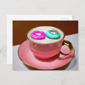 超現実的ヴィンテージマグカップとフローティングドーナツ ポストカード (正面/裏面)