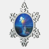 超現実的離れ小さな女の子の別世界の故郷 スノーフレークピューターオーナメント (右)