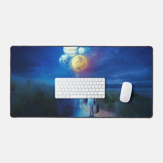超現実的離れ小さな女の子の別世界の故郷 デスクマット (キーボード&マウス)