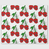 超硬性スパイダーウェブロカビリーさくらんぼスカルくもの巣 ラッピングペーパー (フラット)