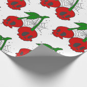 超硬性スパイダーウェブロカビリーさくらんぼスカルくもの巣 ラッピングペーパー (角)