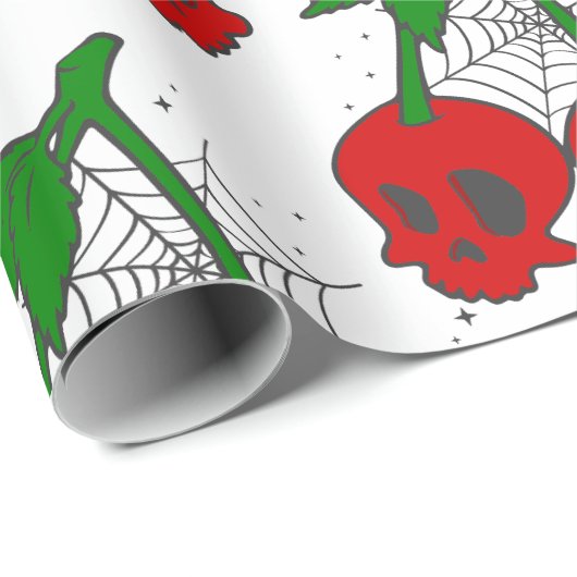 超硬性スパイダーウェブロカビリーさくらんぼスカルくもの巣 ラッピングペーパー (ロールコーナー)