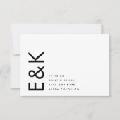 超編モダン集可能QRコードフォト白黒 セーブザデート (正面)