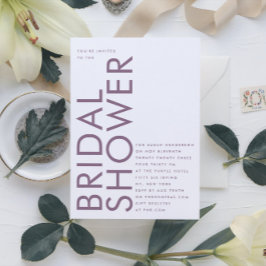 超編集可能モダン紫色および白色ブライダル 招待状