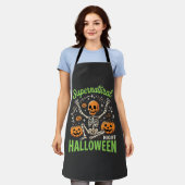 超自然のスケルトン・ハロウィンベクターデザイン_1 エプロン (着用した状態)