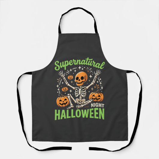 超自然のスケルトン・ハロウィンベクターデザイン_1 エプロン (正面)