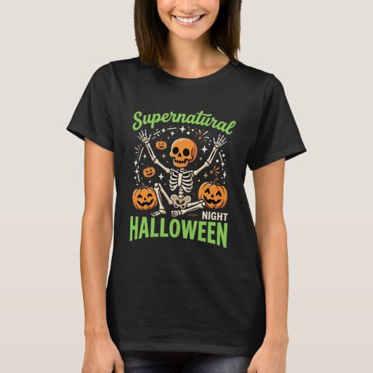 超自然のスケルトン・ハロウィンベクターデザイン_1 Tシャツ (正面)