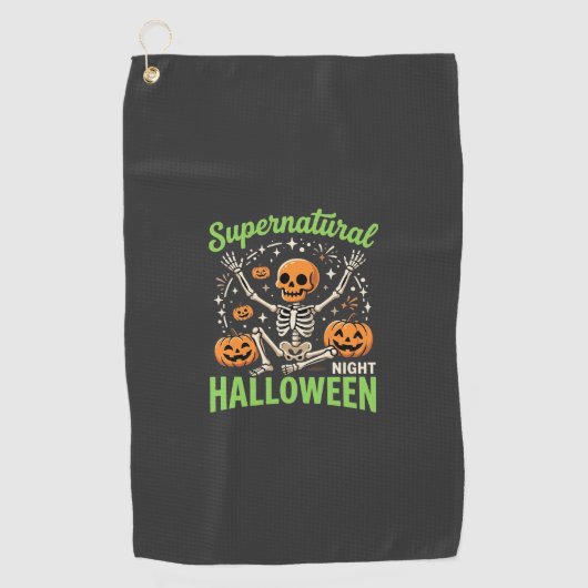 超自然のスケルトン・ハロウィンベクター・デザイン_1 ゴルフタオル (正面)