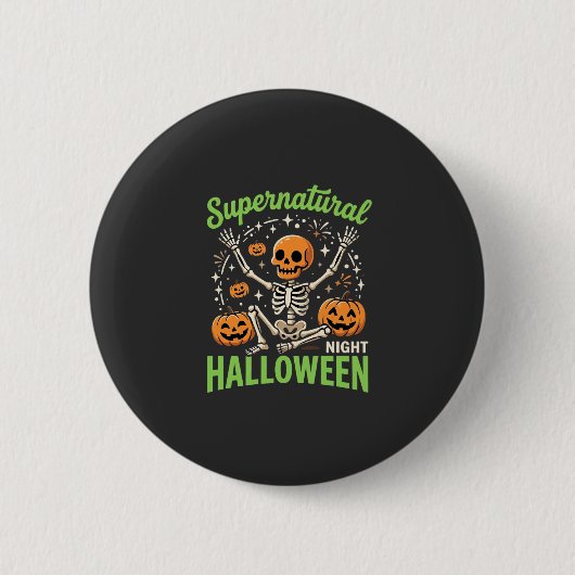超自然のスケルトン・ハロウィンベクター・デザイン_1 缶バッジ (正面)