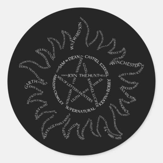 超自然タイポグラフィペンタグラム ラウンドシール (正面)