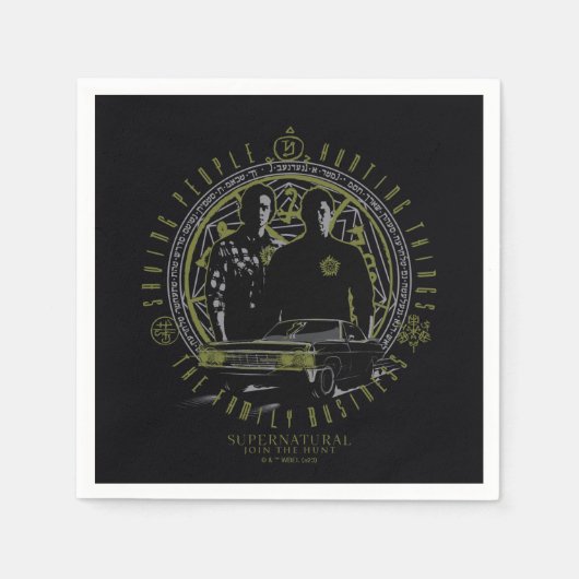 超自然的ウィンチェスター兄弟ファミリービジネス スタンダードカクテルナプキン (正面)