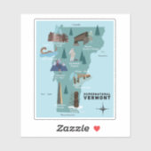 超自然的バーモントの旅行グラフィックマップ シール (シート)