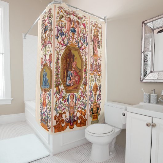 超華麗な17世紀バロックプリント シャワーカーテン (インサイチュ)