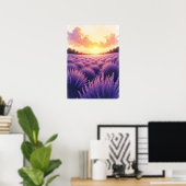 超詳細なサンセットラベンダーの風景 ポスター (ホームオフィス)