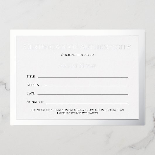 超豪華シルバーフォイル真正性証明書 箔シーズンカード (正面)