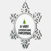 超超自然的なクリスマス スノーフレークピューターオーナメント (右)