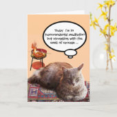 超越的な瞑想の中の猫 カード (黄色い花)