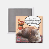 超越瞑想をするトルコ猫 マグネット (正面/裏面)