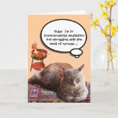 超越瞑想中の猫，父の日 カード (黄色い花)