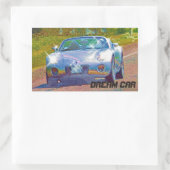 超速クール速すごい銀スポーツカー 長方形シール (バッグ)