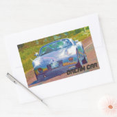 超速クール速すごい銀スポーツカー 長方形シール (封筒)