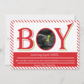 超音波の性は写真カード-シンプルな男の子--を明らかにします 招待状 (裏面)