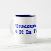 超音波の技術は濃紺の泡丸太のそれをします ツートーンマグカップ (正面左)