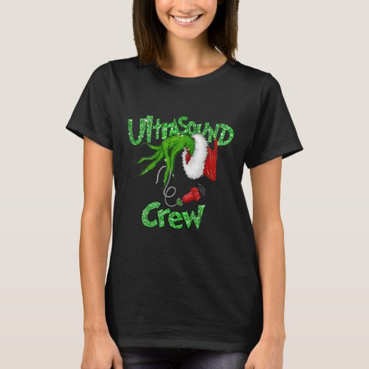 超音波クルー 超音波検査士 メリークリスマス Xmas パーティー Tシャツ (正面)