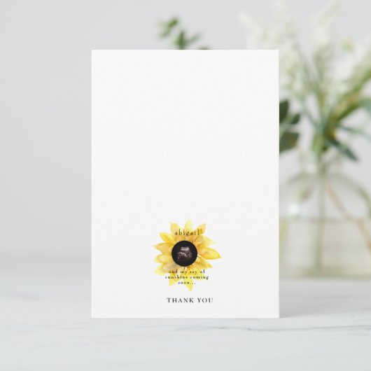 超音波シンプルひまわりキュート赤ちゃんシャワー サンキューカード (スタンド正面)