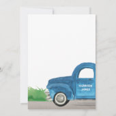 超音波ブルートラックグリーンバルーン赤ちゃんシャワー 案内状 (裏面)