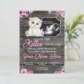 超音波ベビーキャットベビーシャワー招待状、素朴 招待状 (スタンド正面)