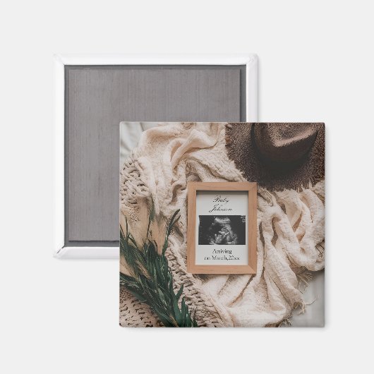 超音波ボーホーな田舎風妊娠発表カード マグネット