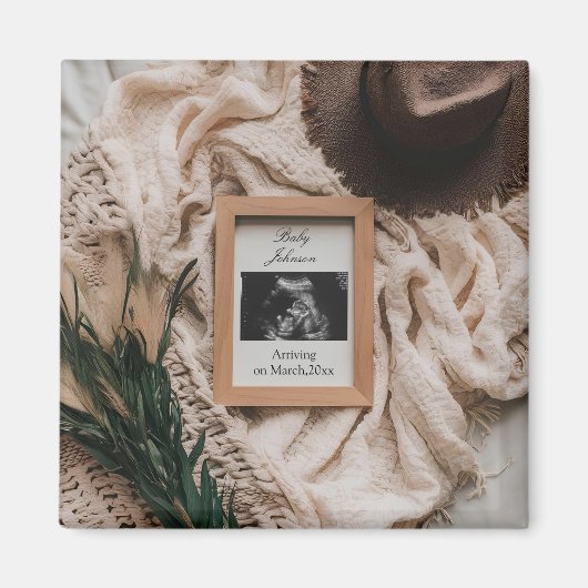 超音波ボーホーな農村風妊娠発表 マグネット (正面)