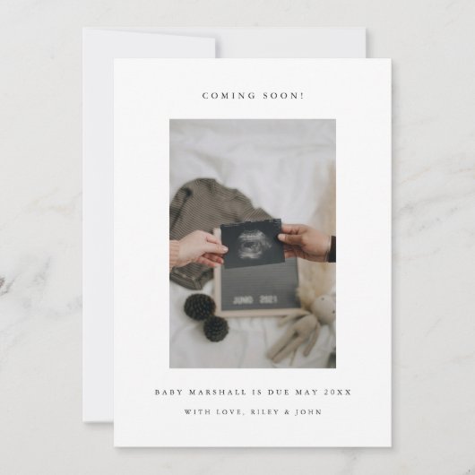 超音波ミニマル写真新生児妊娠 案内状 (正面)