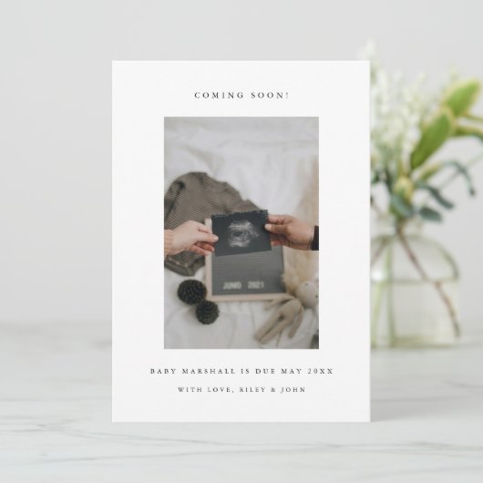 超音波ミニマル写真新生児妊娠 案内状 (スタンド正面)