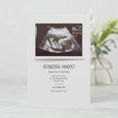 超音波モダン写真妊娠の発表 招待状 (スタンド正面)