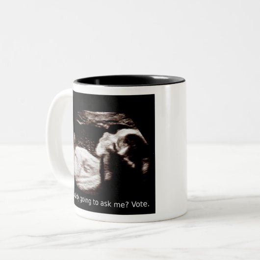 超音波中絶: 私に尋ねることを行っている誰でもか。 ツートーンマグカップ (正面左)