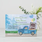 超音波写真ブルートラックベビーベイビーシャワー 招待状 (スタンド正面)