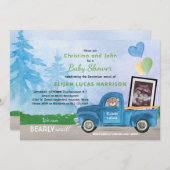 超音波写真ブルートラックベビーベイビーシャワー 招待状 (正面/裏面)