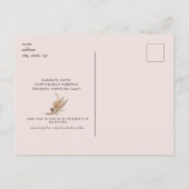 超音波写真ベビーシャワーピンクのパンパ インビテーションポストカード (裏面)