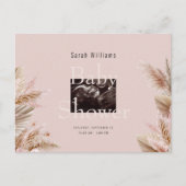 超音波写真ベビーシャワーピンクのパンパ インビテーションポストカード (正面)