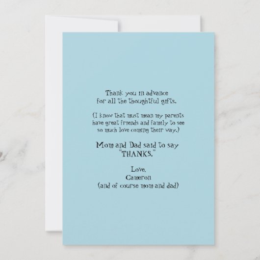 超音波写真動物おもしろいありがとうベビー サンキューカード (裏面)