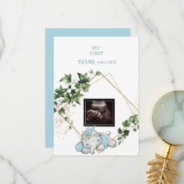 超音波写真少年ありがとうベビーの視点 サンキューカード