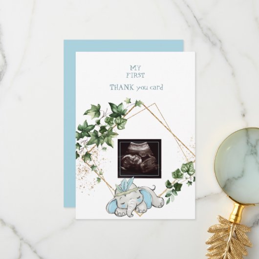 超音波写真少年ありがとうベビーの視点 サンキューカード (正面/裏面インサイチュ)