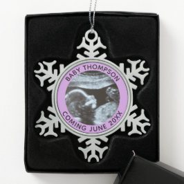 超音波妊娠ジェンダー明らかにソノグラム スノーフレークピューターオーナメント