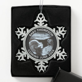 超音波妊娠ジェンダー明らかにソノグラム スノーフレークピューターオーナメント