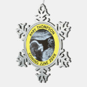 超音波妊娠ジェンダー明らかにソノグラム スノーフレークピューターオーナメント (右)