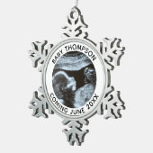 超音波妊娠ジェンダー明らかにソノグラム スノーフレークピューターオーナメント (右)