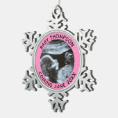 超音波妊娠ジェンダー明らかにソノグラム スノーフレークピューターオーナメント (右)